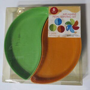 Melamine Petal Serving Set - Green and Orange